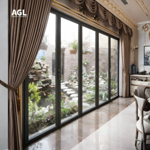 Cửa đi xếp trượt 3-6 cánh hệ AGL Plus 4 3 4