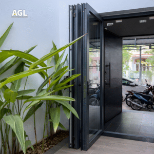 Cửa đi xếp trượt 3-6 cánh hệ AGL Plus 5 4 3